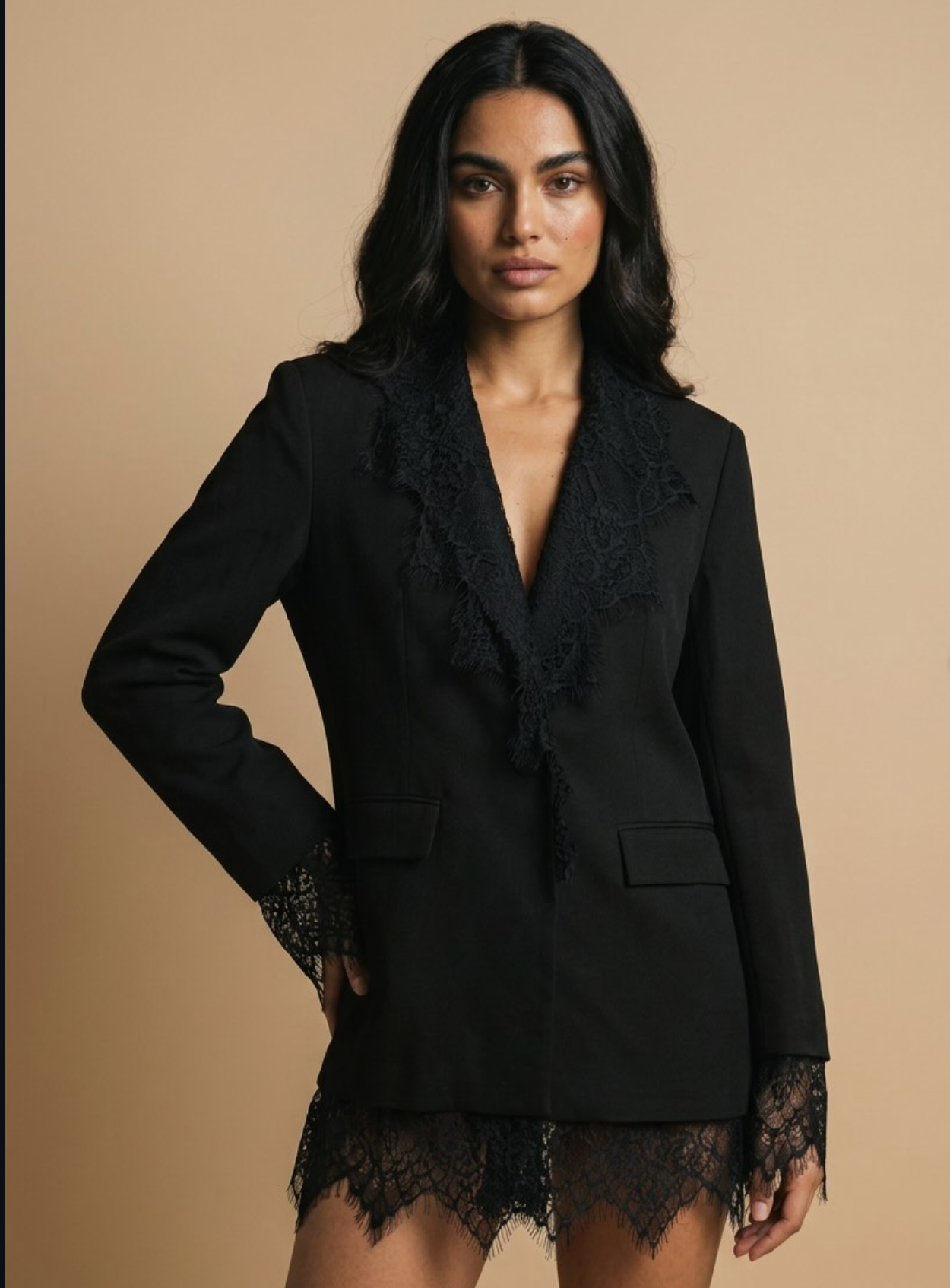 Midnight Lace Tailored Blazer