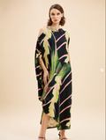 Tropic Noir One-Shoulder Kaftan