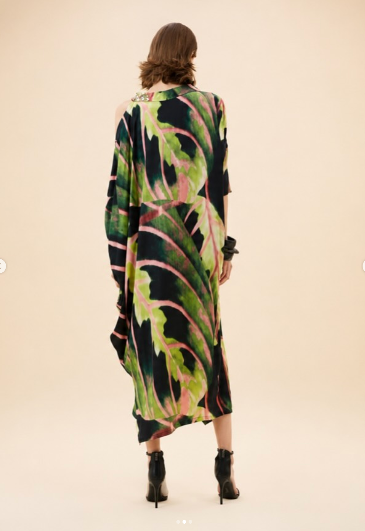 Tropic Noir One-Shoulder Kaftan