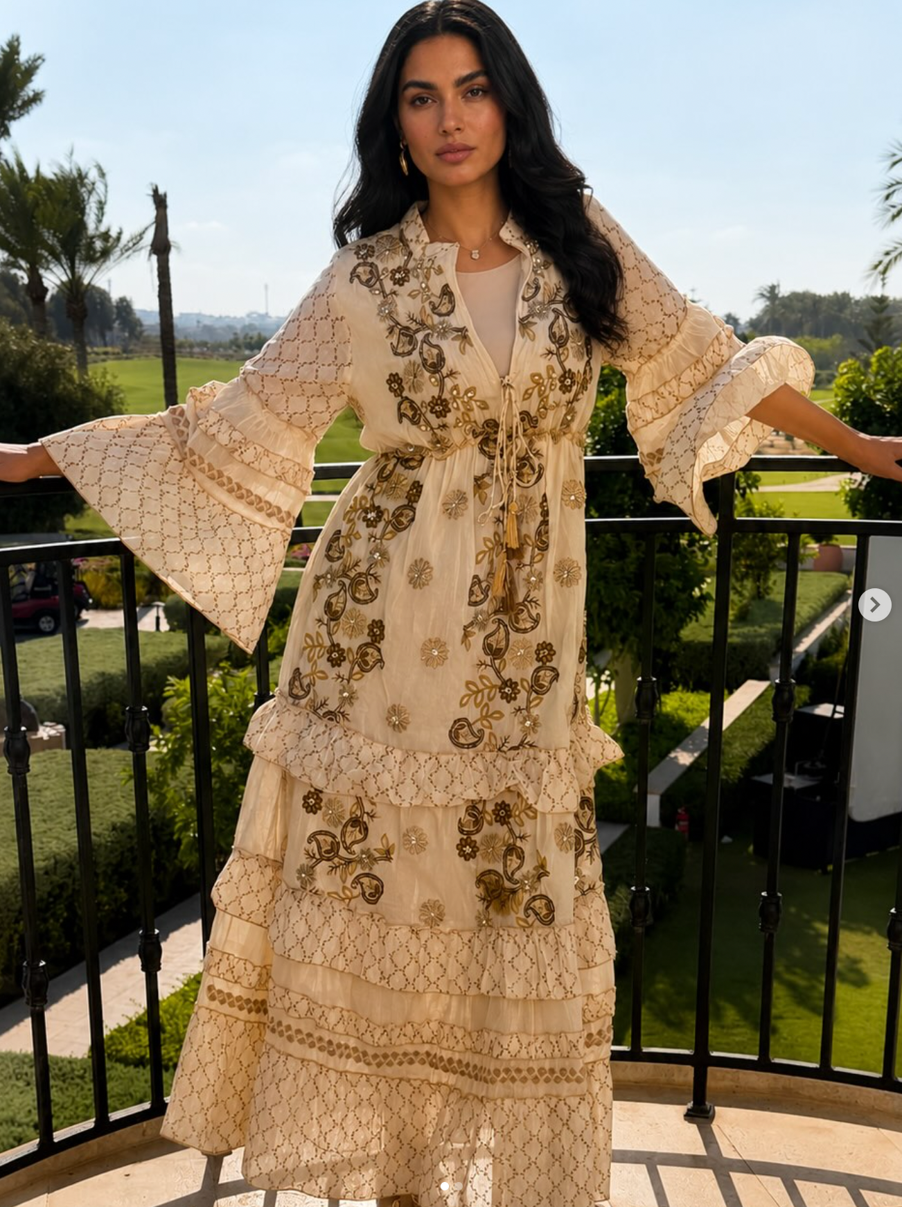 Golden Garden Embroidered Maxi Dress