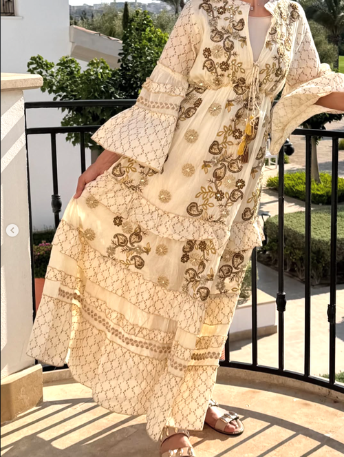 Golden Garden Embroidered Maxi Dress