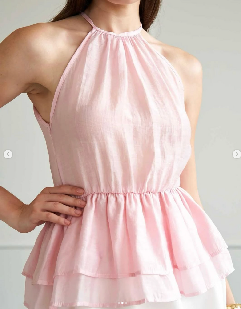 Rosé Ruffle Halter Top