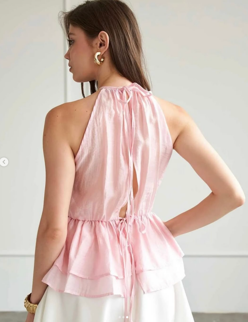 Rosé Ruffle Halter Top
